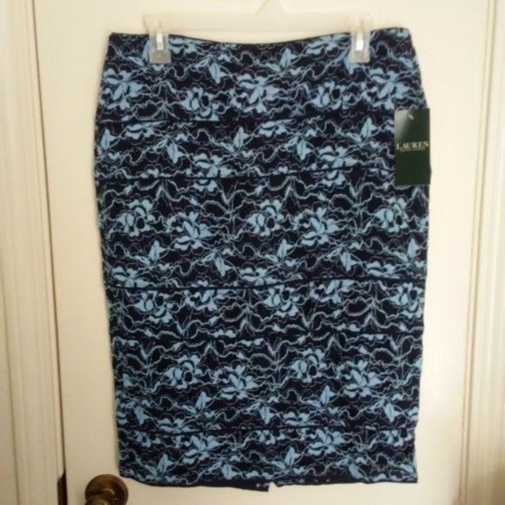NWT**LAUREN RALPH LAUREN SKIRT BLUE LACE SIZE 8